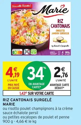 Intermarché Marie riz cantonais surgelé offre