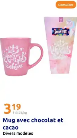 Action Mug avec chocolat et offre