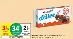 Intermarché Kinder délice cacao fourré au lait offre