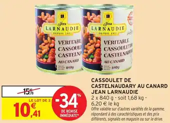 Intermarché Jean larnaudie cassoulet de castelnaudary au canard offre