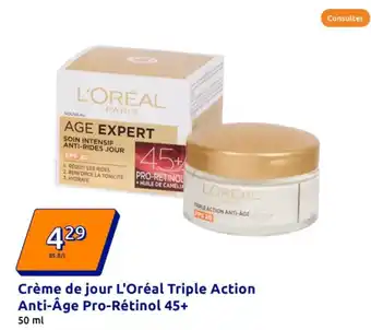 Action L'ORÉAL Crème de jour Triple Action Anti-Âge Pro-Rétinol 45+ offre