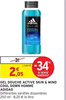 Intermarché Adidas gel douche active skin & mind cool down homme offre