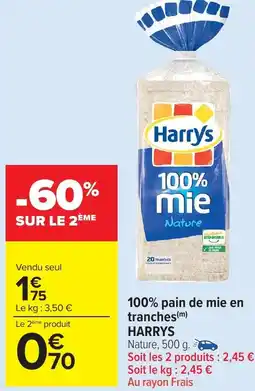 Carrefour Market Harry's 100% pain de mie en tranches offre