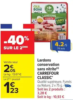 Carrefour Market Classic lardons conservation sans nitrite carrefour offre