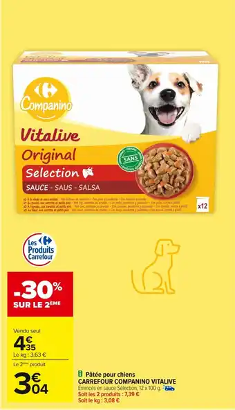 Carrefour CARREFOUR COMPANINO VITALIVE 8 Pâtée pour chiens offre