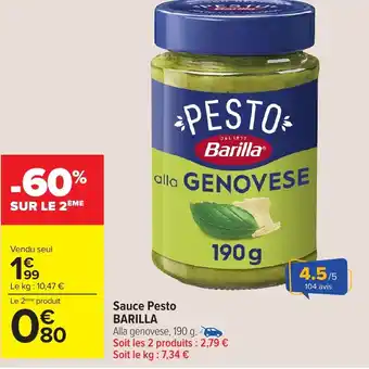 Carrefour Market Barilla sauce pesto offre