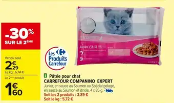 Carrefour CARREFOUR COMPANINO EXPERT Pâtée pour chat offre