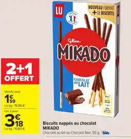 Carrefour Market Mikado biscuits nappés au chocolat offre