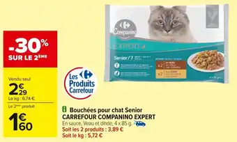 Carrefour CARREFOUR COMPANINO EXPERT Bouchées pour chat Senior offre