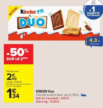 Carrefour Market Kinder duo offre