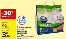 Carrefour CARREFOUR COMPANINO Litière végétale pour chats offre