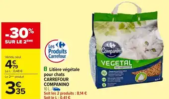 Carrefour CARREFOUR COMPANINO Litière végétale pour chats offre