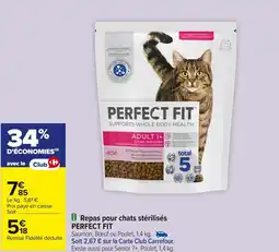 Carrefour PERFECT FIT Repas pour chats stérilisés offre