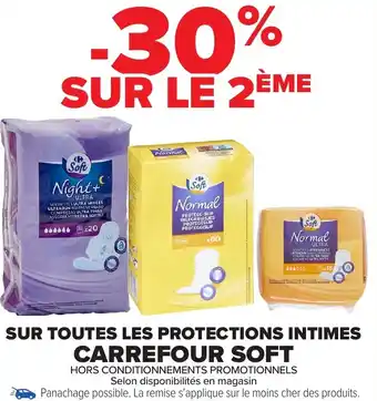 Carrefour Market Soft les protections intimes carrefour offre