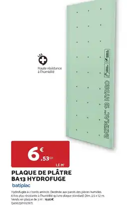 Bricomarché Plaque de plâtre BA13 hydrofuge offre