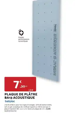 Bricomarché Plaque de plâtre BA13 acoustique offre