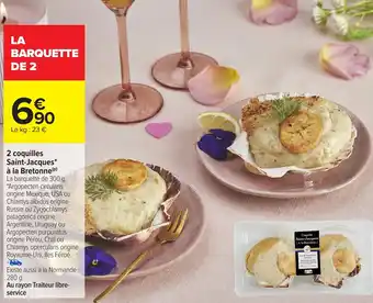 Carrefour 2 coquilles Saint-Jacques à la Bretonne offre