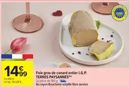 Carrefour TERRES PAYSANNES Foie gras de canard entier I.G.P. offre