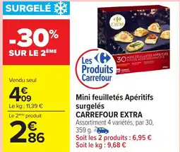 Carrefour CARREFOUR EXTRA Mini feuilletés Apéritifs surgelés offre