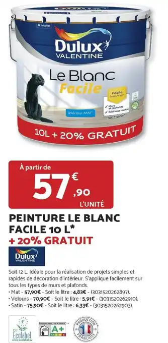 Bricomarché Dulux peinture le blanc facile offre