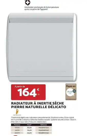 Bricomarché Deltacalor radiateur à inertie sèche pierre naturelle offre