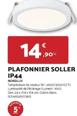 Bricomarché Nordlux plafonnier soller IP44 offre