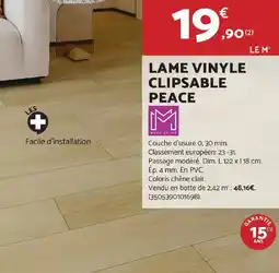 Bricomarché Mode de vie lame vinyle clipsable peace offre