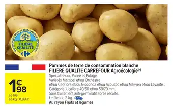 Carrefour FILIERE QUALITE CARREFOUR Pommes de terre de consommation blanche Agroécologie offre