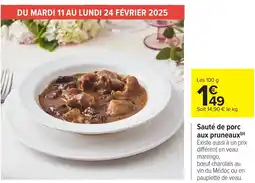 Carrefour Sauté de porc aux pruneaux offre