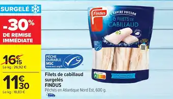 Carrefour FINDUS Filets de cabillaud surgelés offre