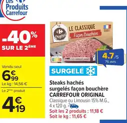 Carrefour CARREFOUR ORIGINAL Steaks hachés surgelés façon bouchère offre