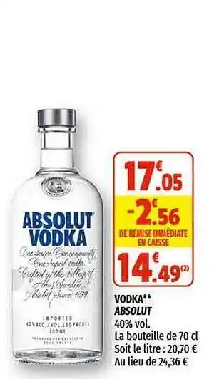 Coccinelle Express Vodka Absolut offre
