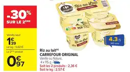 Carrefour CARREFOUR ORIGINAL Riz au lait offre