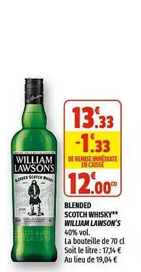Coccinelle Express Blended Scotch Whisky William Lawson's offre