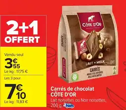 Carrefour CÔTE D'OR Carrés de chocolat offre