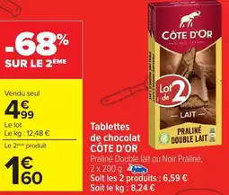 Carrefour CÔTE D'OR Tablettes de chocolat offre