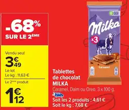 Carrefour MILKA Tablettes de chocolat offre