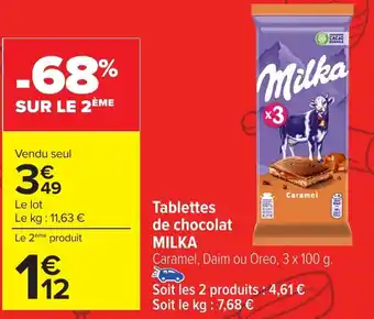 Carrefour MILKA Tablettes de chocolat offre