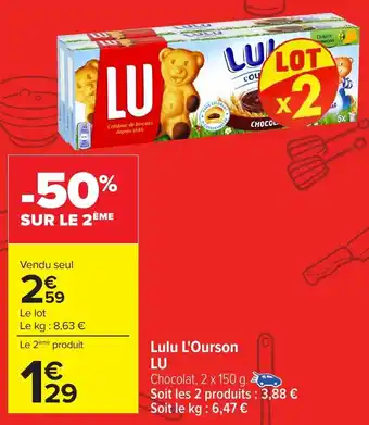 Carrefour LU Lulu L'Ourson offre