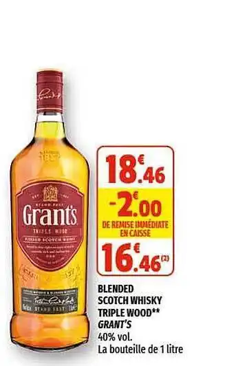 Coccinelle Express Blended Scotch Whisky Triple Wood Grant's offre