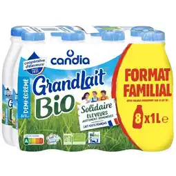 Carrefour CANDIA Lait U.H.T. demi-écrémé Bio Format Familial offre