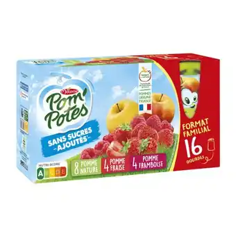 Carrefour POM'POTES Compotes sans sucres ajoutés Format Familial offre