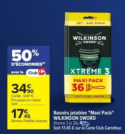 Carrefour WILKINSON SWORD Rasoirs jetables "Maxi Pack" offre