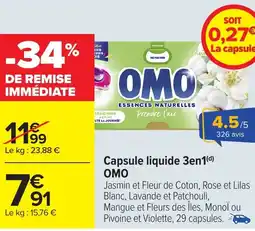 Carrefour OMO Capsule liquide 3en1 offre