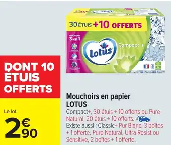 Carrefour LOTUS Mouchoirs en papier offre