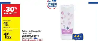 Carrefour CARREFOUR SOFT Cotons à démaquiller "Maxi Duo" offre