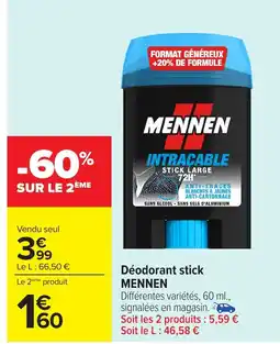 Carrefour MENNEN Déodorant stick offre