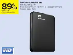 Carrefour WD Disque dur externe 2To offre