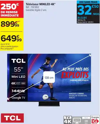 Carrefour TCL Téléviseur miniled 4k offre