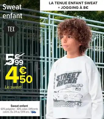 Carrefour TEX Sweat enfant offre